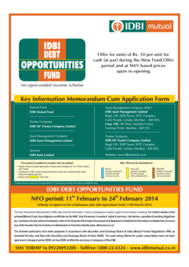 IDBI Debt Opportunities Fund Application Form