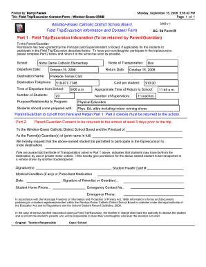 Field Trip Consent Form