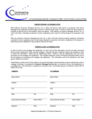 Credit Report Authorization Form