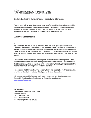 Student Centrelink Consent Form – Abstudy Entitlements