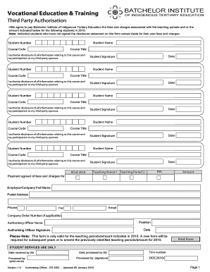 Third Party Authorisation for Vocational Education Fees