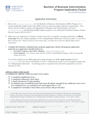 Bachelor of Business Administration Application Form