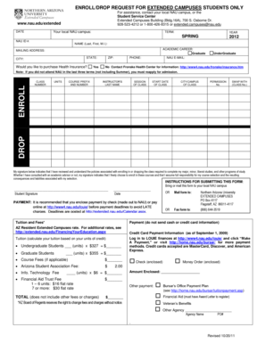NAU Enroll/Drop Request Form