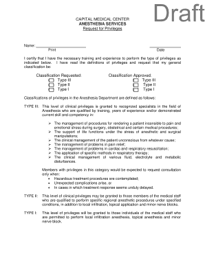 Anesthesia Services Privileges Request Form
