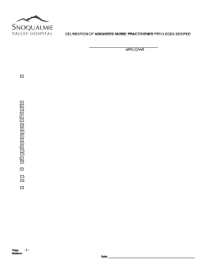 Advanced Nurse Practitioner Privileges Form