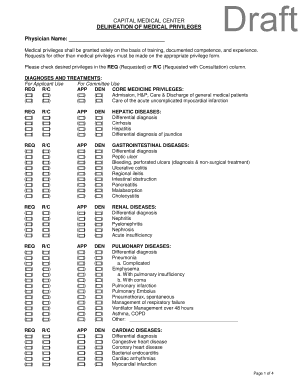 Medical Privileges Delineation Form