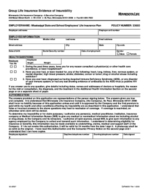 Mississippi State and School Employees' Life Insurance Enrollment Form