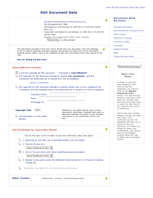 Example Document Data Entry Form - Tree of Life Web Project - tolweb