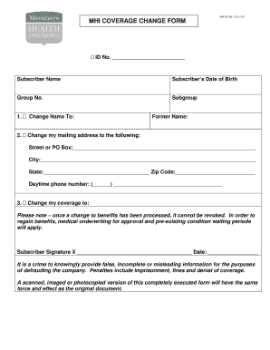 MHI Coverage Change Form