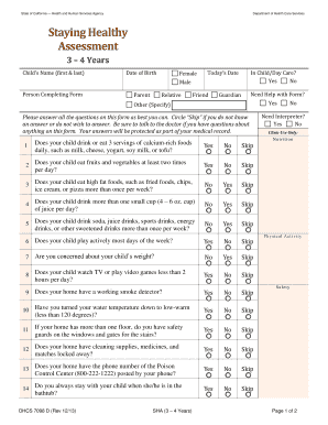 California Child Health and Safety Assessment Form