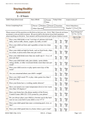 California Child Health Assessment Form
