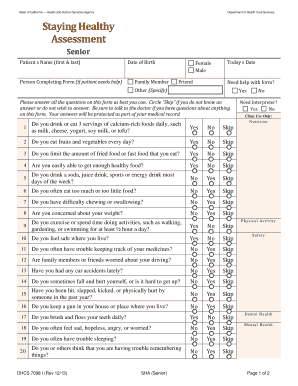 California Senior Health Assessment Form