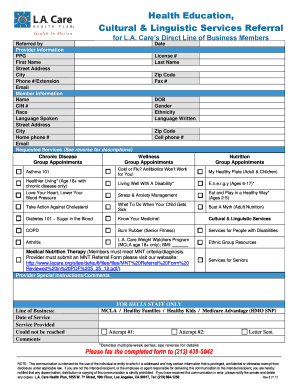 Health Education and Cultural Services Referral Form