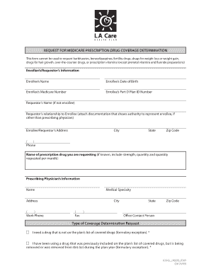 Medicare Prescription Drug Coverage Determination Form