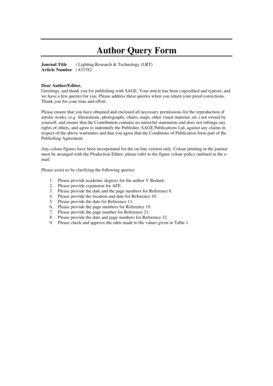Author Query Form for Journal Article