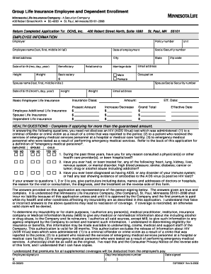 Group Life Insurance Employee and Dependent Enrollment Form