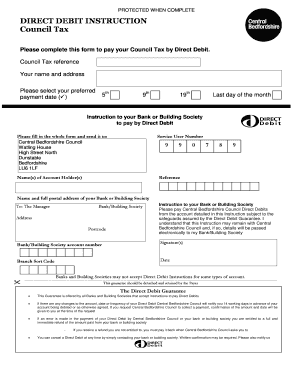 Duty deferment account - Council Tax Direct Debit payment form - Central Bedfordshire Council - centralbedfordshire gov