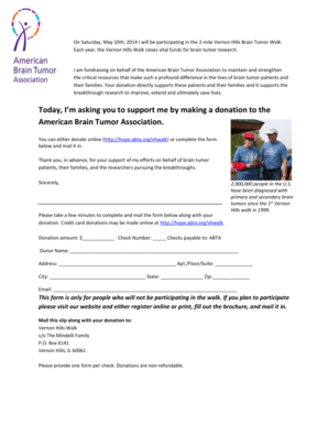 Vernon Hills Brain Tumor Walk Donation Form