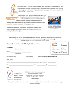 Breakthrough for Brain Tumors Donation Form