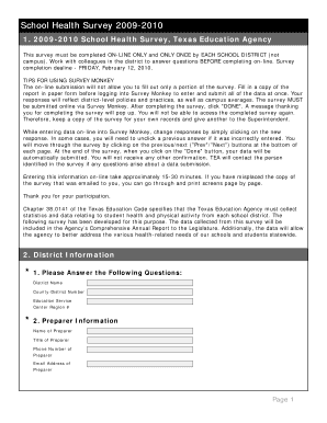 Texas School Health Survey 2009-2010
