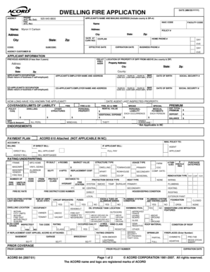 Dwelling Fire Insurance Application Form
