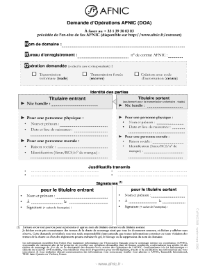 Demande d’Opérations AFNIC (DOA)