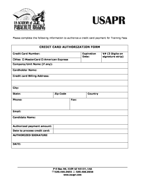 Credit Card Authorization Form
