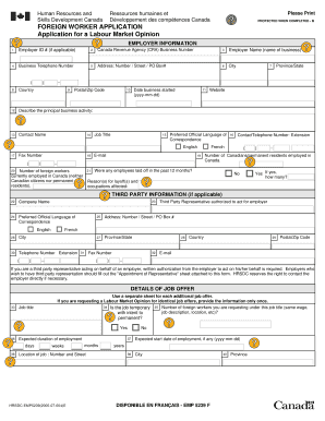 Foreign Worker Application for Labour Market Opinion