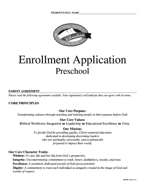 Preschool Enrollment Application