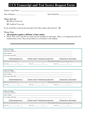 CCS Transcript and Test Scores Request Form