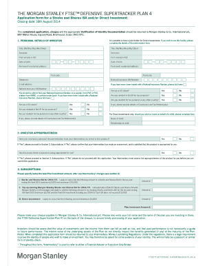 Morgan Stanley FTSE Defensive Supertracker Plan 4 Application
