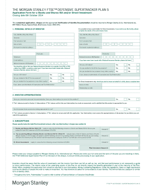 Morgan Stanley FTSE Defensive Supertracker Plan 5 Application Form