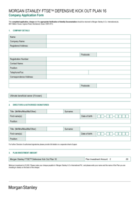 Morgan Stanley FTSE Defensive Kick Out Plan 16 Application Form