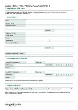 Morgan Stanley FTSE Income Accumulator Plan 3 Application Form