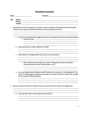 Motivational Interviewing Readiness Assessment Form