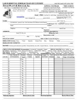 Soil and Water Analysis Submission Form