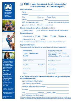 Girl Guides of Canada Donation Form