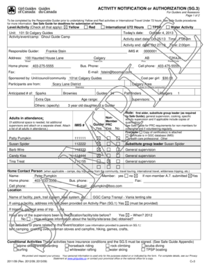 Activity Notification or Authorization Form