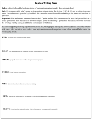 Caption Writing Form