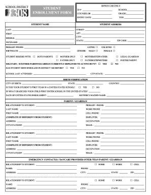 Illinois Student Registration Form