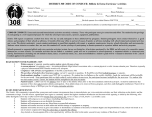 District 308 Code of Conduct for Athletics and Extra-Curricular Activities