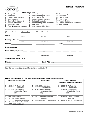 Tourism Professional Certification Registration Form