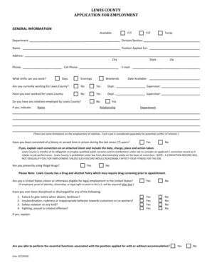 Lewis County Employment Application Form