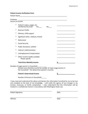 Patient Income Verification Form