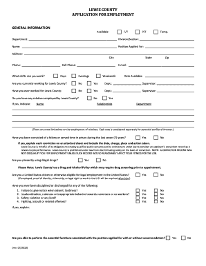 Lewis County Employment Application Form