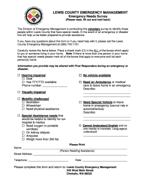 Lewis County Emergency Needs Survey