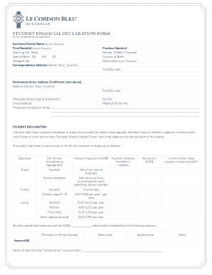 Student Financial Declaration Form