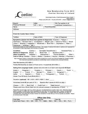 New Membership Form 2013