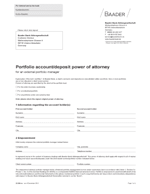 Portfolio Account Power of Attorney
