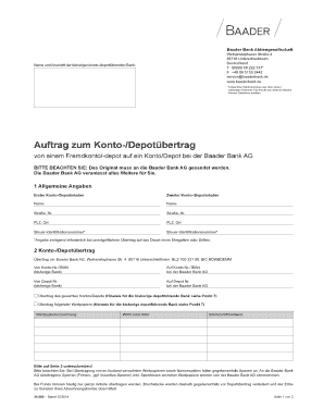 Auftrag zum Konto-/Depotübertrag